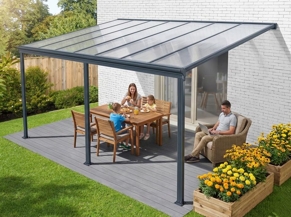 Pergola LANITPLAST WALL 53 hliníková, antracit/čirý