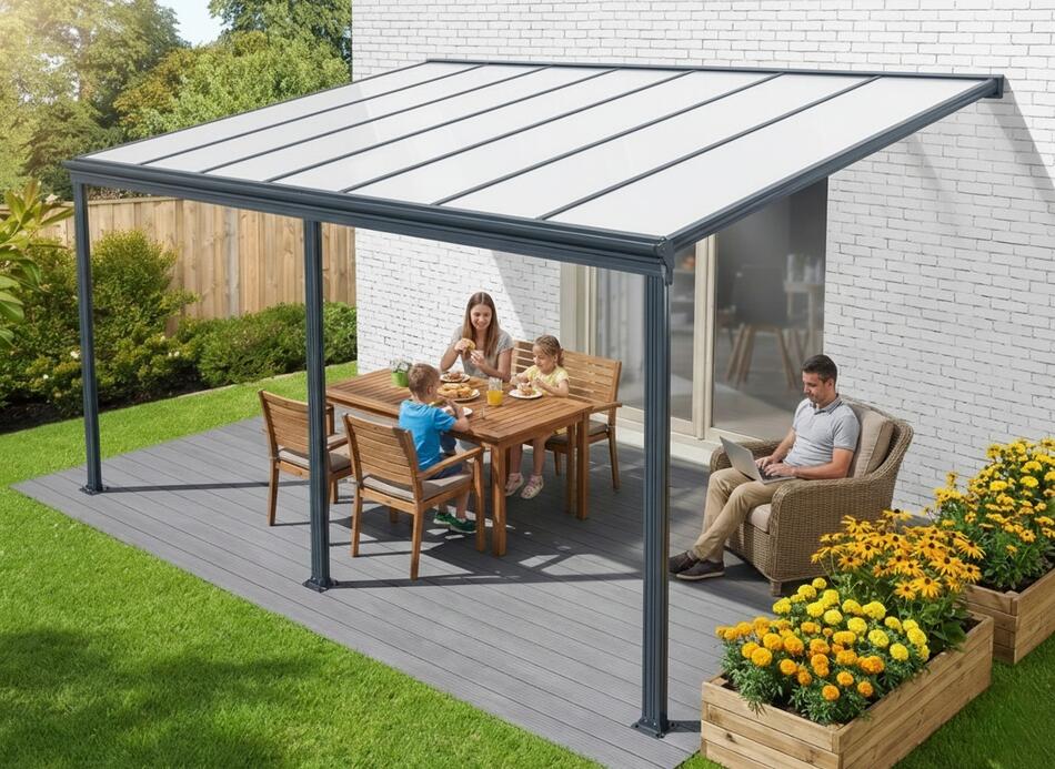 Pergola LANITPLAST WALL 53 hliníková, antracit/opál