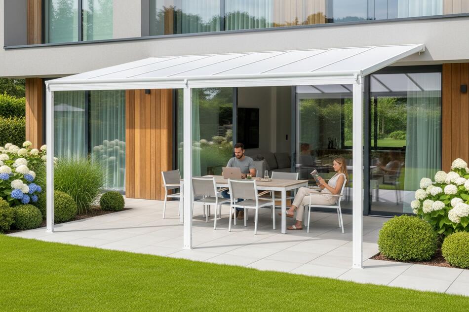 Pergola LANITPLAST WALL 53 hliníková, bílá/opál