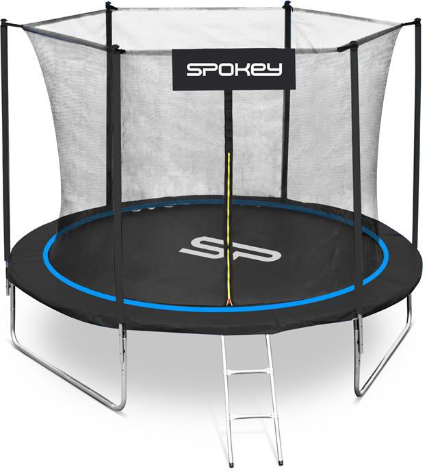 Trampolína Spokey JUMPER černo-modrá, průměr 244 cm, vč. ochranné sítě a žebříku
