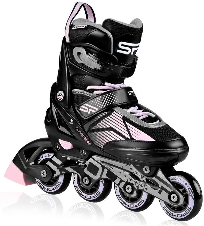 Kolečkové brusle Spokey SPEED PRO, černo-růžové, ABEC9 Carbon, vel. 33-36