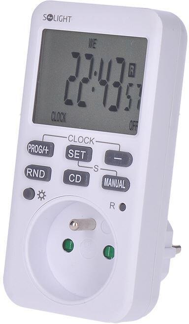 Solight digitální týdenní časový spínač, 16 režimů, podsvícený velký LCD