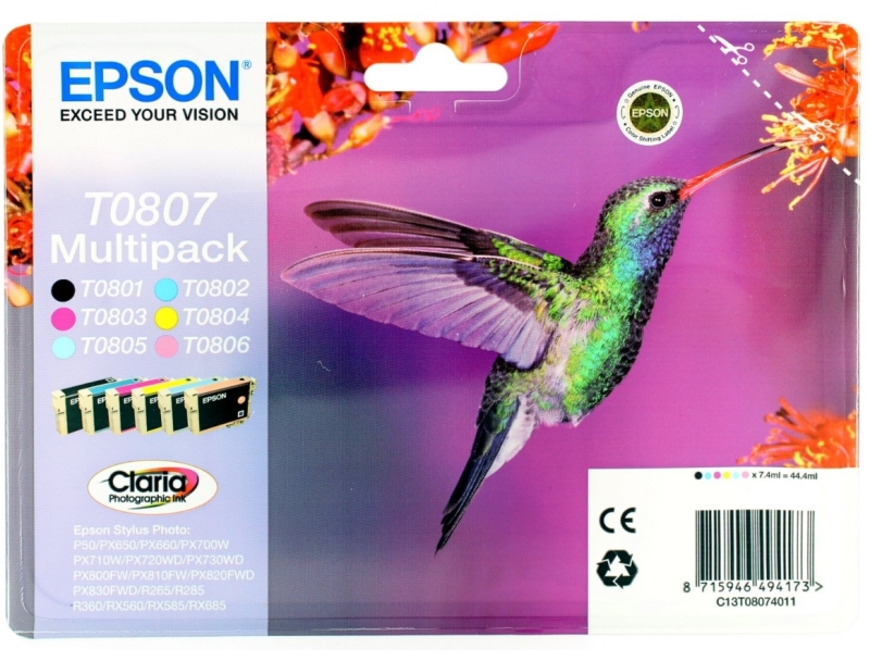 Inkoustová náplň Epson T0807 originální - CMYK