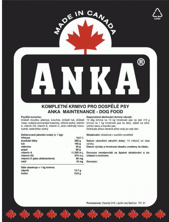 Granule pro psy Anka Maintenance, 20kg