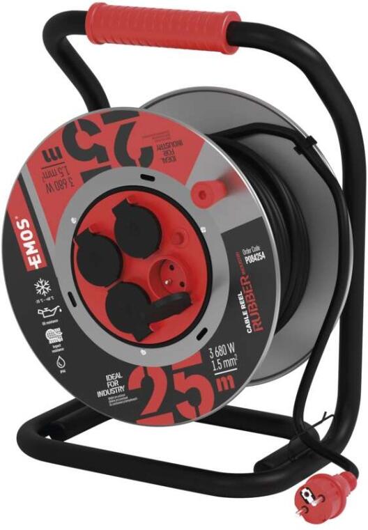 Prodlužovací kabel na bubnu Emos P084254, 4z, 25m, 1,5mm2