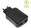 Síťová nabíječka FIXED s 2xUSB výstupem, 24W (2x2,4A), černá
