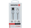 DATOVÝ KABEL SWISSTEN TEXTILE USB / MICRO USB 2,0 M STŘÍBRNÝ
