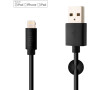 Dlouhý datový a nabíjecí kabel FIXED s konektory USB/Lightning, 2 metry, MFI certifikace, černý