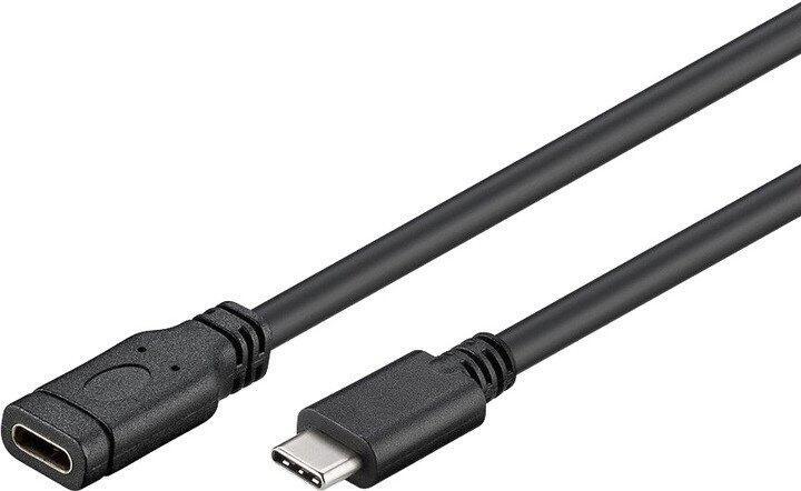 PremiumCord prodlužovací kabel USB-C/M - C/F 1m černý