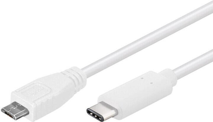 PremiumCord kabel USB-C - Micro USB 2.0 0,6m bílý