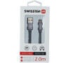 DATOVÝ KABEL SWISSTEN TEXTILE USB / MICRO USB 2,0 M ŠEDÝ