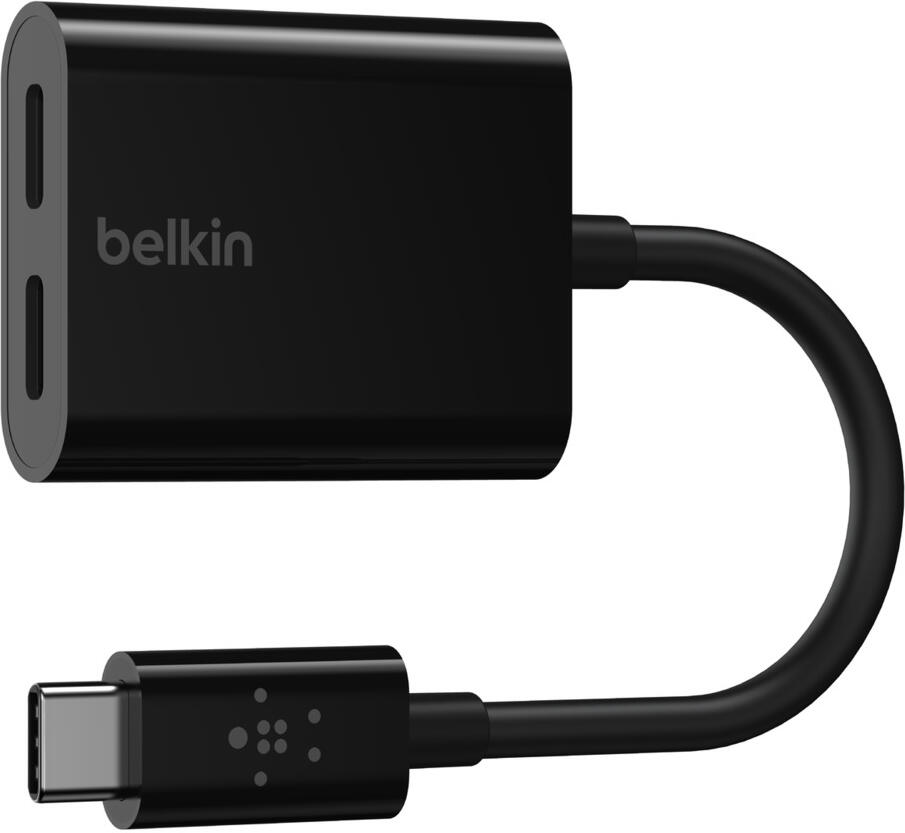 Belkin USB-C adaptér/rozdvojka - USB-C napájení + USB-C audio / nabíjecí adaptér, černá (F7U081btBLK)