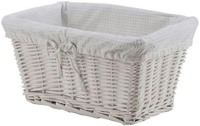 Proutěný úložný košík Compactor Toledo s čalouněním 38 x 25 x v.20 cm, bílý