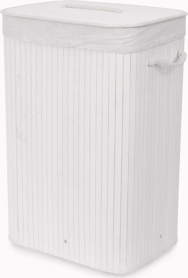 Bambusový koš na prádlo s víkem Compactor Bamboo - obdélníkový, bílý, 40 x 30 x v60 cm