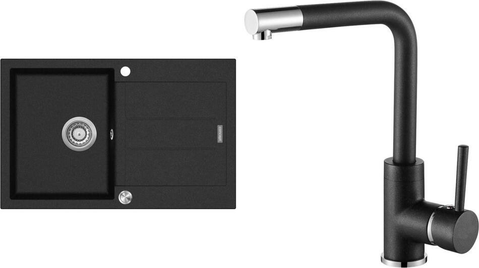 SET Dřez Concept DG10C45bc Cubis granitový černý + Dřezová baterie Concept BDG4327bc granit černá