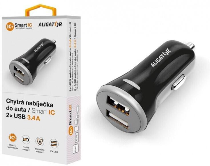 Nabíječka ALIGATOR CHS0005 do auta 3.4A, 2xUSB, smart IC, černá