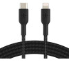 Belkin kabel oplétaný USB-C - Lightning, 1m, černý (CAA004bt1MBK)