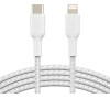 Belkin kabel oplétaný USB-C - Lightning, 1m, bílý (CAA004bt1MWH)