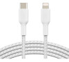 Belkin kabel oplétaný USB-C - Lightning, 2m, bílý (CAA004bt2MWH)