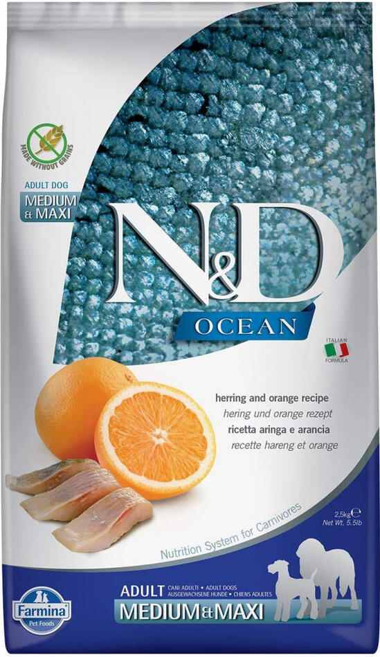 N&D OCEAN DOG Adult M/L Herring & Orange 12kg