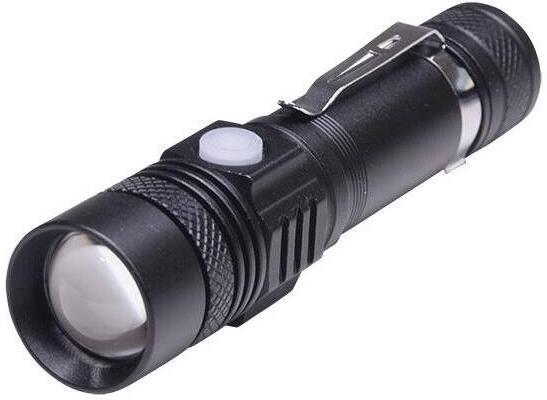 Solight LED nabíjecí svítilna s cyklo držákem, 400lm, zoom, Li-Ion