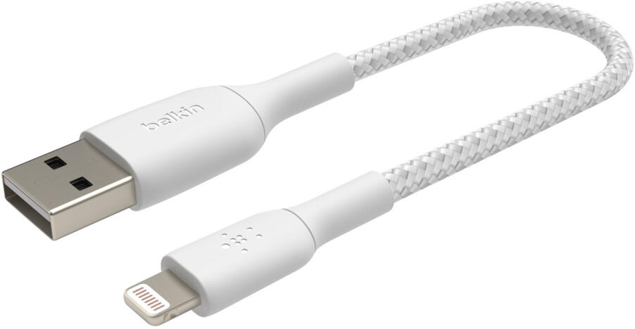 Belkin BOOST CHARGE Lightning/USB-A kabel, 15cm, bílý - odolný (CAA002bt0MWH)