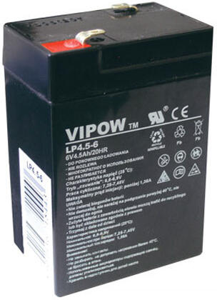 Baterie olověná 6V 4.5Ah VIPOW BAT0200