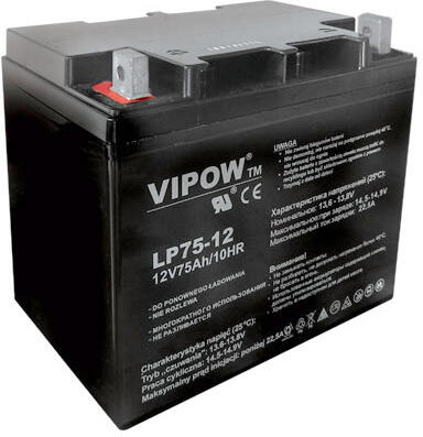 Baterie olověná 12V 75Ah VIPOW BAT0224