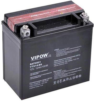 Baterie motocyklová 12V 12Ah VIPOW BAT0501