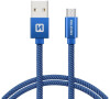 DATOVÝ KABEL SWISSTEN TEXTILE USB / MICRO USB 1,2 M MODRÝ