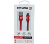 DATOVÝ KABEL SWISSTEN TEXTILE USB / MICRO USB 1,2 M ČERVENÝ
