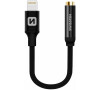 AUDIO ADAPTÉR SWISSTEN TEXTILE LIGHTNING /JACK(samice) 0,15 M ČERNÝ