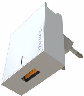 SWISSTEN SÍŤOVÝ ADAPTÉR 1x USB-A 22,5W, SUPER CHARGE BÍLÝ