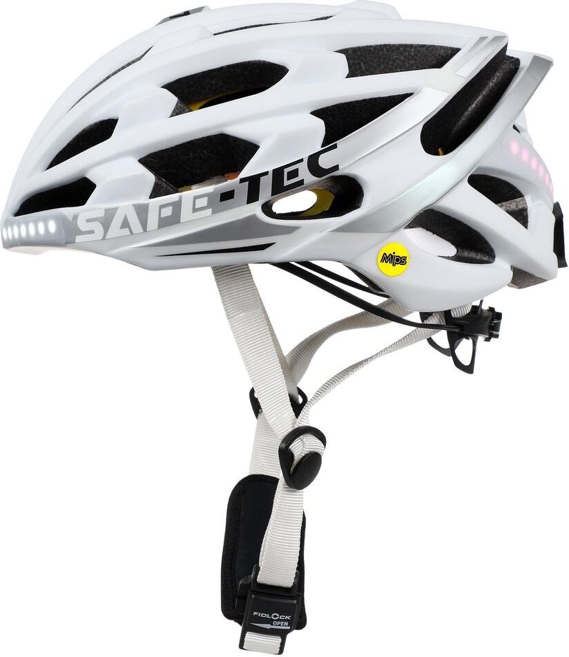 Chytrá cyklistická helma Safe-Tec TYR 3 XL 61 cm - 63 cm, bílá