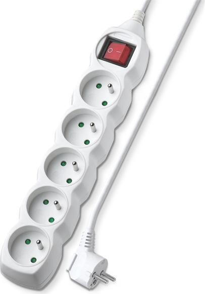 Prodlužovací kabel 5 zásuvek 5m GETI GEC55S s vypínačem