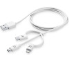 USB kabel CellularLine se třemi adaptéry Lightning + Micro USB + USB-C, bílý