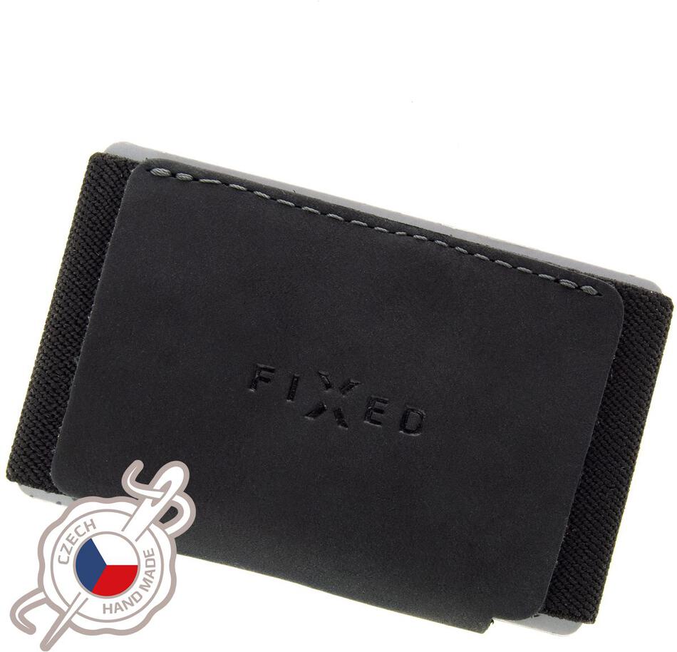 Kožená peněženka FIXED Tiny Wallet z pravé hovězí kůže, černá