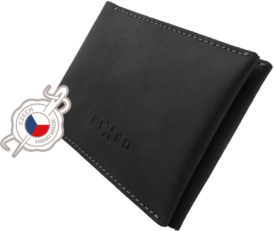 Kožená peněženka FIXED Wallet z pravé hovězí kůže, černá