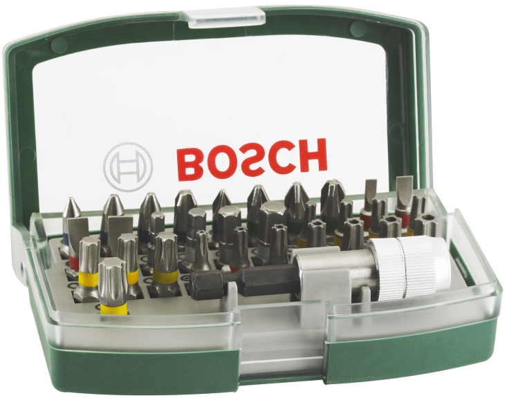 Sada bitů Bosch 32 dílná s barevným odlišením