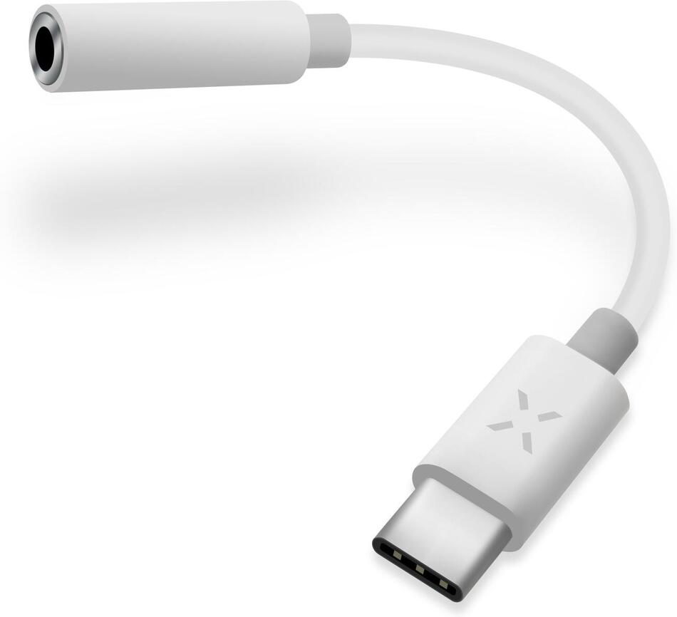 Redukce FIXED LINK pro připojení sluchátek z USB-C na 3,5mm jack s DAC chipem, bílá