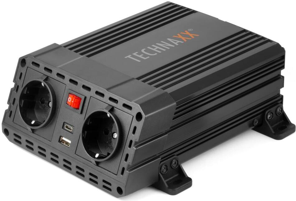 Technaxx měnič napětí 600W, DC 12V na 1xUSB-C, 1xUSB-A a 2x230V (TE19) (4857)
