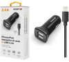 Nabíječka do auta ALIGATOR pro iPhone s 2xUSB výstupem 2.4A, Turbo charge, černá