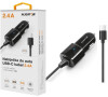 Nabíječka do auta ALIGATOR s fixním USB-C kabelem 2.4A, černá