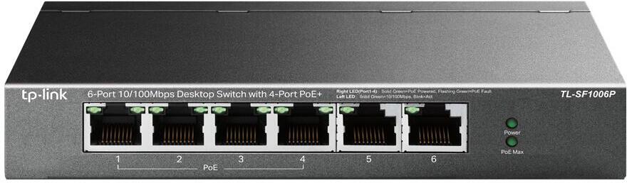 TP-Link TL-SF1006P 6x10/100 (4xPOE+) 67W kovový CCTV switch