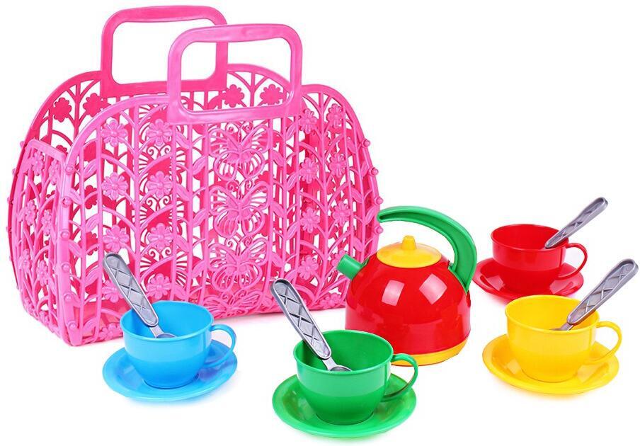 Teddies Sada nádobí plast v plastové tašce/kabelce 25x22x11 cm