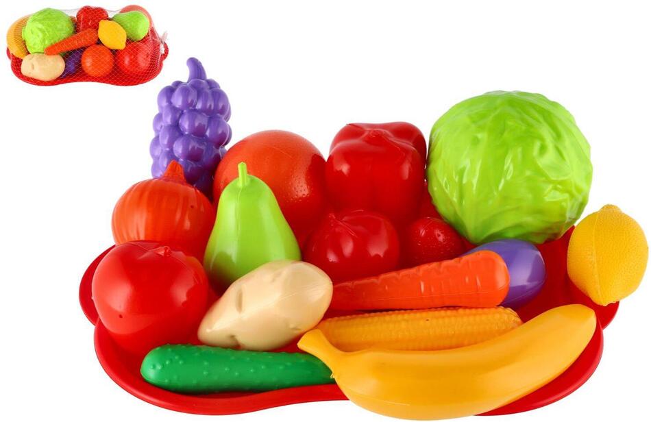 Teddies Ovoce a zelenina s podnosem plast v síťce 32x11x23cm