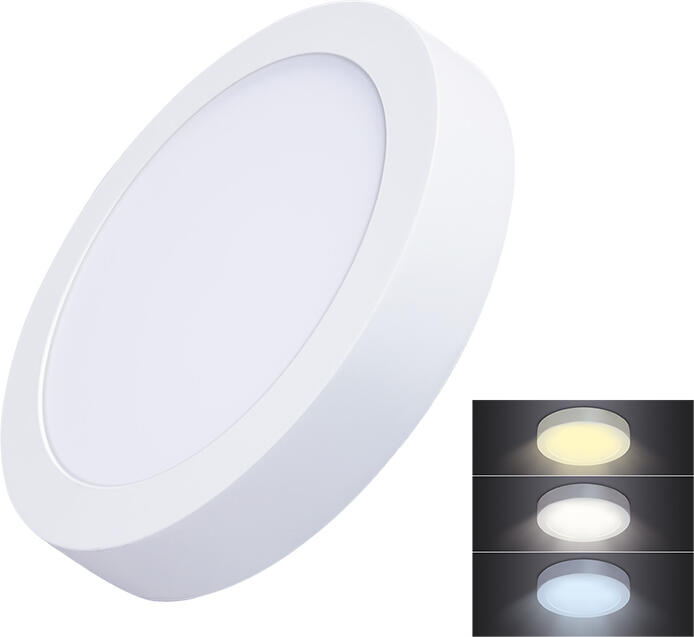 Solight LED mini panel CCT, přisazený, 18W, 1530lm, 3000K, 4000K, 6000K, kulatý