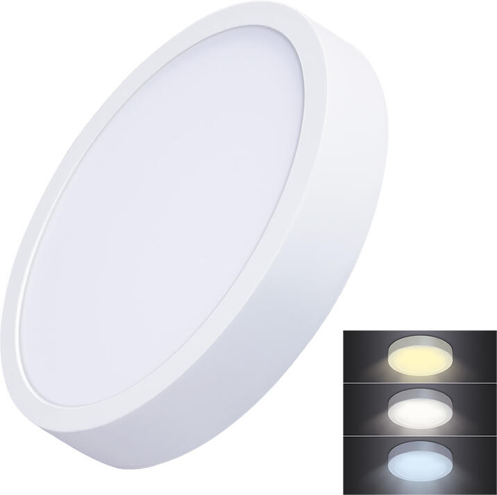 Solight LED mini panel CCT, přisazený, 24W, 1800lm, 3000K, 4000K, 6000K, kulatý