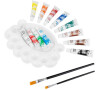 Temperové barvy SET - 12 barev, 2 štětce, paleta