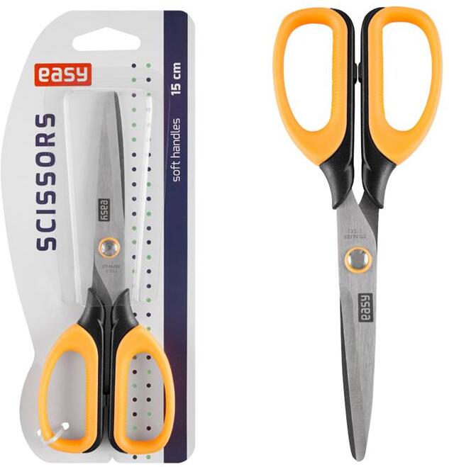 Nůžky EASY s měkkým úchytem, 15 cm, oranžové